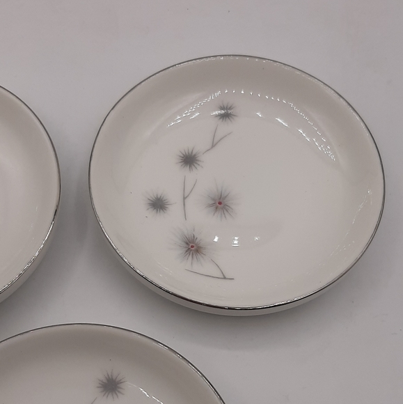 3 Creative Fine China Platinum Starburst 1014 Japan 3.50" Butter Pat Plates - Picture 3 of 5
